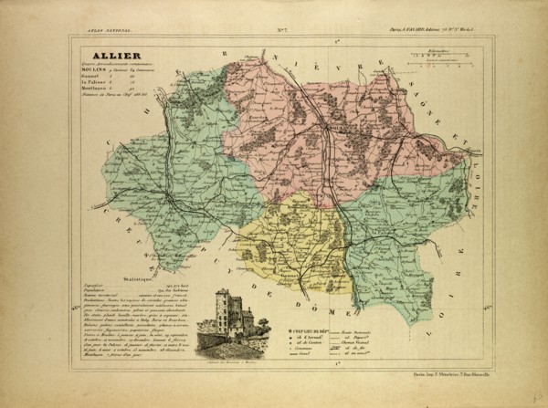 MAP OF ALLIER, FRANCE