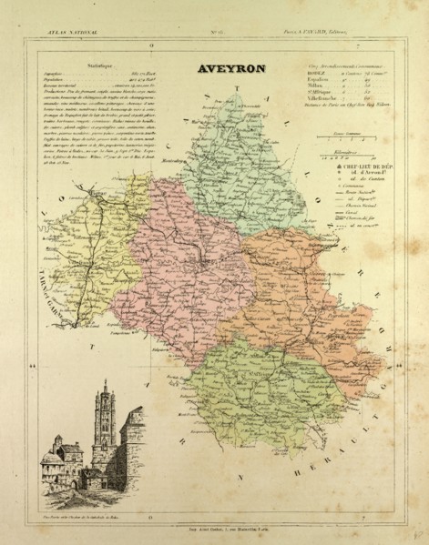 MAP OF AVEYRON, FRANCE