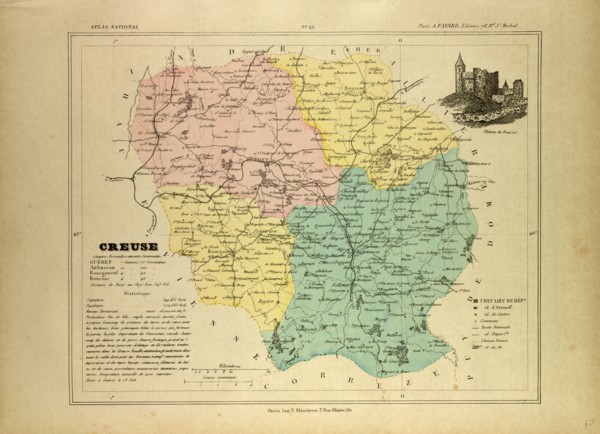 MAP OF CREUSE, FRANCE