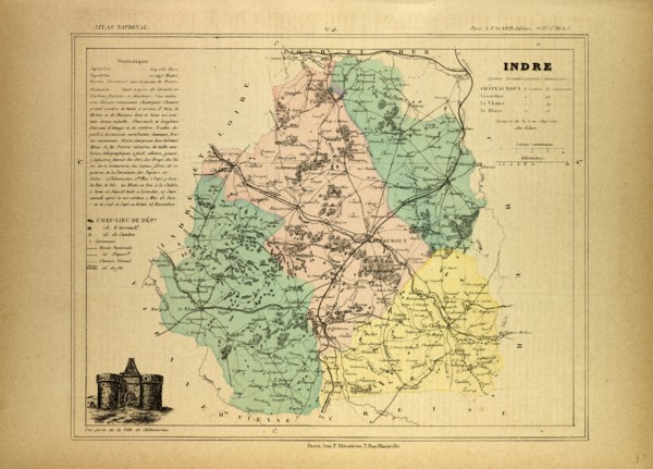 MAP OF INDRE, FRANCE