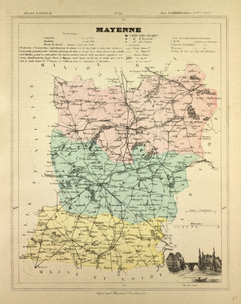 MAP OF MAYENNE, FRANCE