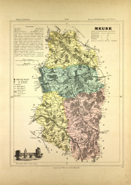 MAP OF MEUSE, FRANCE