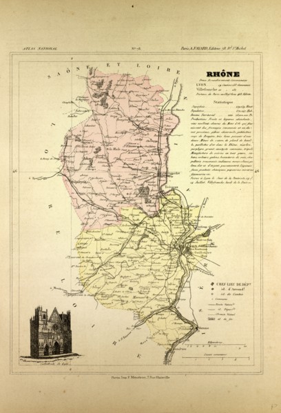 MAP OF RHÃîNE, FRANCE