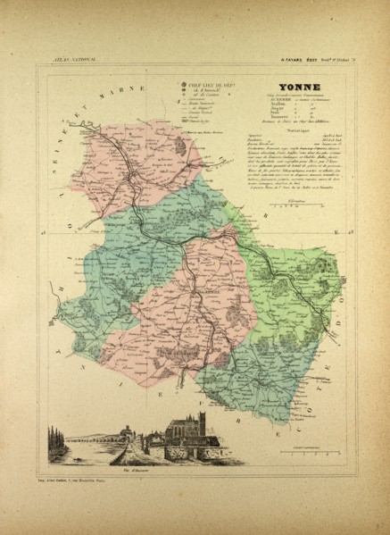 MAP OF YONNE, FRANCE