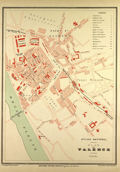 MAP OF VALENCE, FRANCE