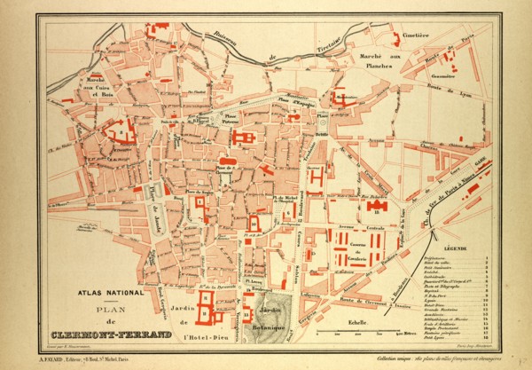 MAP OF CLERMONT-FERRAND, FRANCE