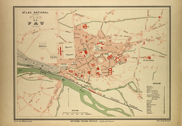 MAP OF PAU, FRANCE