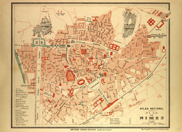 MAP OF NIMES, FRANCE