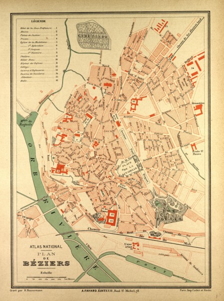 MAP OF BÃâZIERS, FRANCE