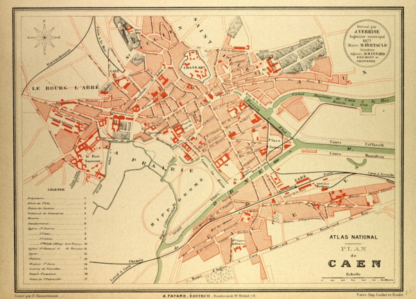 MAP OF CAEN, FRANCE