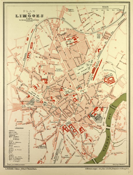 MAP OF LIMOGES, FRANCE