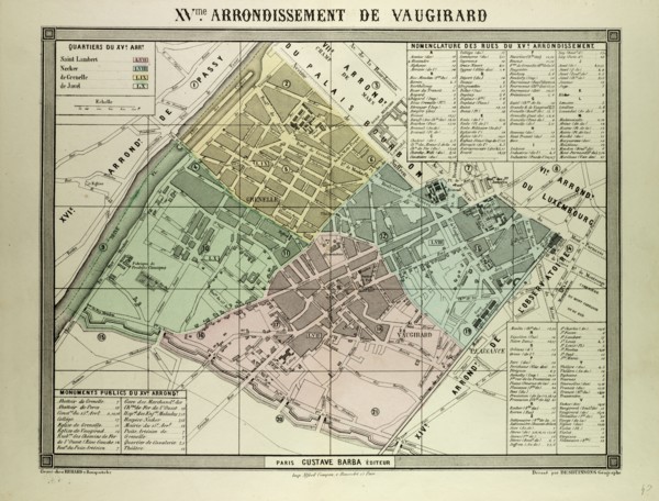 MAP OF THE 15TH ARRONDISSEMENT DE VAUGIRARD, PARIS, FRANCE