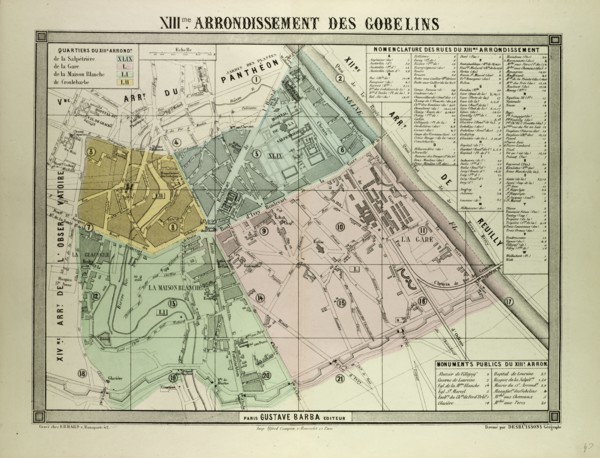 MAP OF THE 13TH ARRONDISSEMENT DES GOBELINS, PARIS, FRANCE