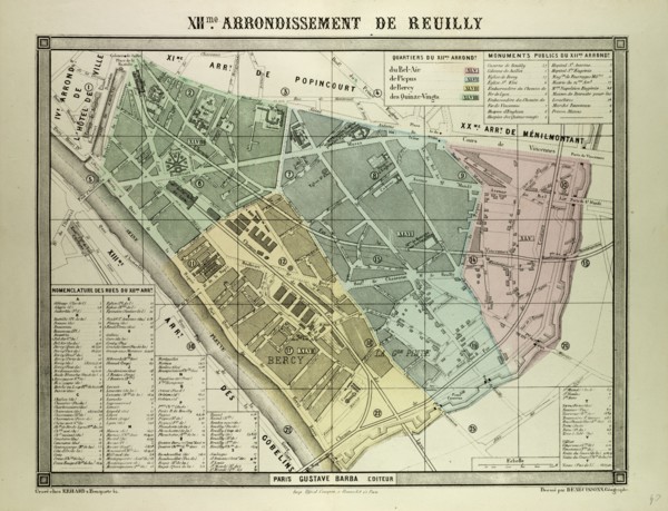 MAP OF THE 12TH ARRONDISSEMENT DE REUILLY, PARIS, FRANCE