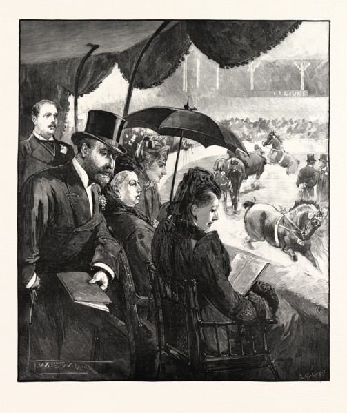 THE QUEEN AT THE HORSE SHOW IN THE ROYAL AGRICULTURAL HALL, ISLINGTON, 1891, UK
