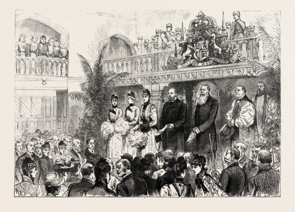 THE PRINCE AND PRINCESS OF WALES OPENING THE CENTENARY HALL OF THE ROYAL MASONIC INSTITUTION FOR