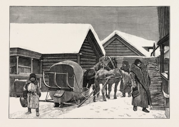 TRAVELLING IN SIBERIA: ARRIVAL AT A POST HOUSE: STOPPING TO CHANGE HORSES.
