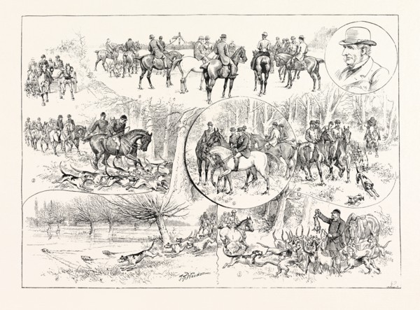 WITH MR. VIGNE'S HARRIERS IN EPPING FOREST: 1. Going to the Mest. 2. The Meet at Epping. 3. Laying