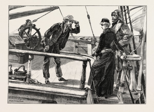 HE SEIZED THE BRIM OF HIS HAT; DRAWN BY W. H. OVEREND.