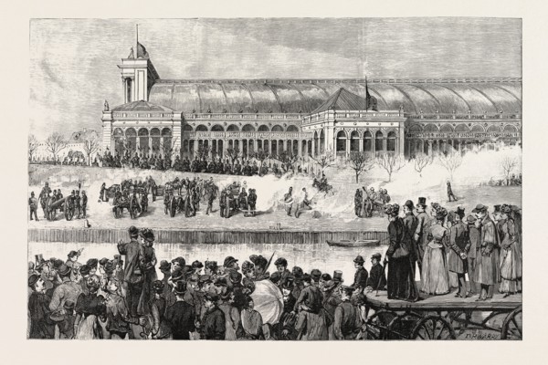THE FUNERAL OF COUNT MOLTKE: ARTILLERY SALUTE AT THE LEHRTER RAILWAY STATION, BERLIN, GERMANY