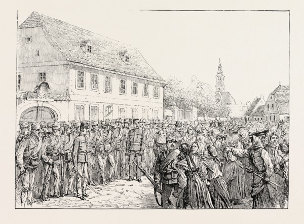 LABOUR RIOTS IN HUNGARY: OUTSIDE THE TOWNHALL AT BÃâKÃâSCSABA