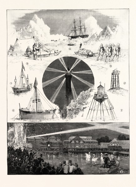 SKETCHES AT THE ROYAL NAVAL EXHIBITION: 1. H.M.S. Investigator at Winter Quarters in Merey Bay. 2,3