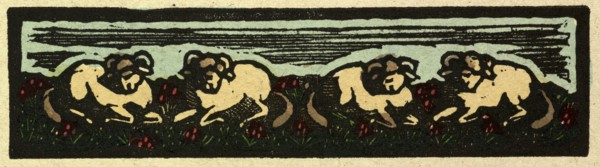 illustration of English tales, folk tales, and ballads. four sheep