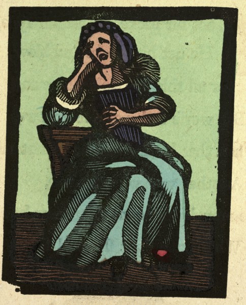illustration of English tales, folk tales, and ballads. A lady in distress