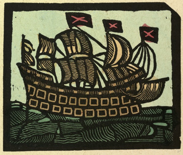 illustration of English tales, folk tales, and ballads. A ship