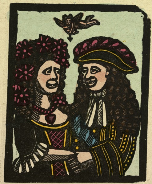 illustration of English tales, folk tales, and ballads. Two people in love