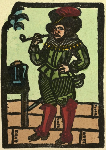 illustration of English tales, folk tales, and ballads. A man smoking a pipe