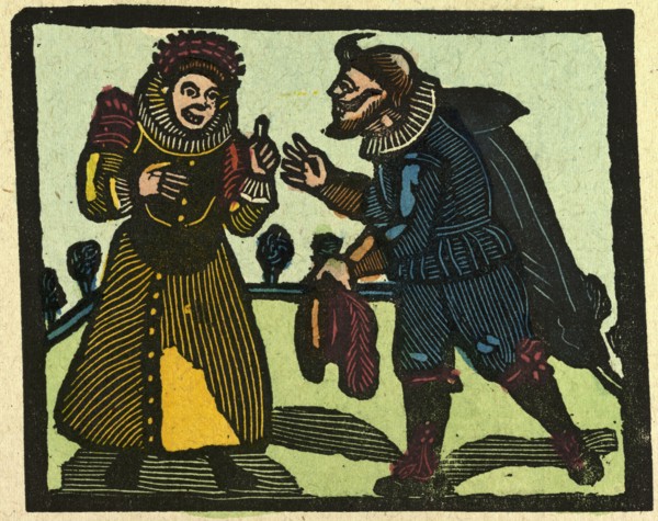 illustration of English tales, folk tales, and ballads. A discussion between a man and a woman