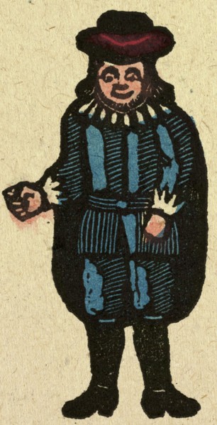 illustration of English tales, folk tales, and ballads. A man wearing blue clothes