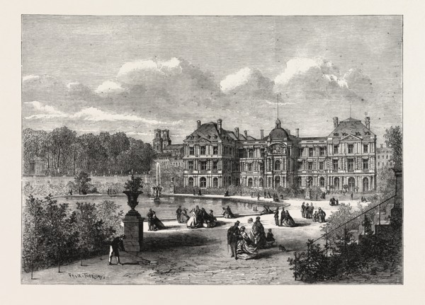VIEW OF THE PALACE OF THE FRENCH SENATE, FROM THE GARDENS OF THE LUXEMBOURG