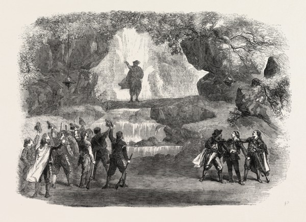 THE CAVERN SCENE FROM THE MILLER AND HIS MEN, AT THE HAYMARKET THEATRE, LONDON, UK