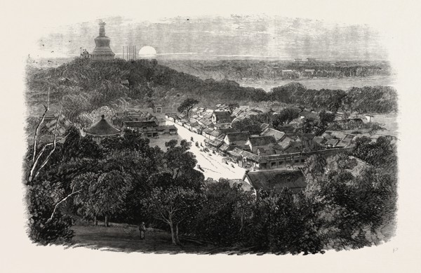 VIEW OF THE GARDENS AND THE BUDDHIST TEMPLE IN THE IMPERIAL CITY, PEKING, BEIJING, CHINA
