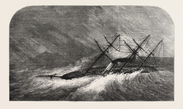 H.M. STEAM-SLOOP LAPWING (COMMANDER MONTAGU O'REILLY) IN A GALE, IN THE DORO CHANNEL