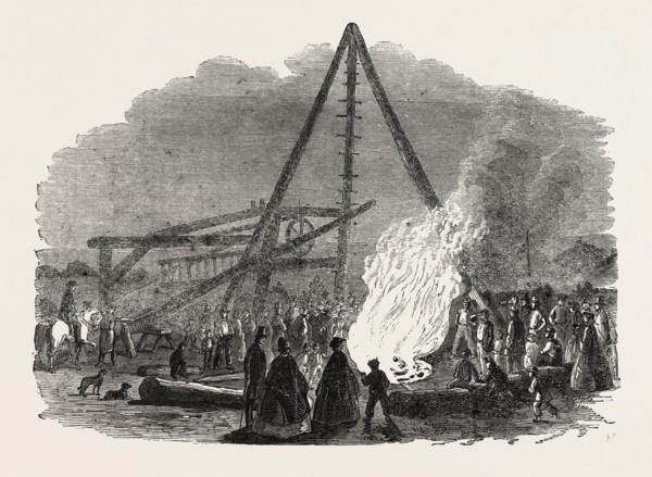 THE BURNING WELL NEAR THE FEATHERSTONE STATION IN THE VICINITY OF PONTEFRACT. In boring for coal,