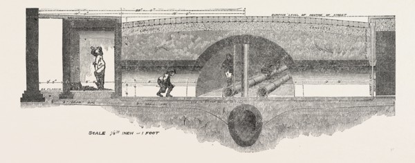 NEW SUBWAY, KING STREET, COVENT GARDEN, LONDON: CROSS SECTION, SHOWING THE SUBWAY AND THE SEWER