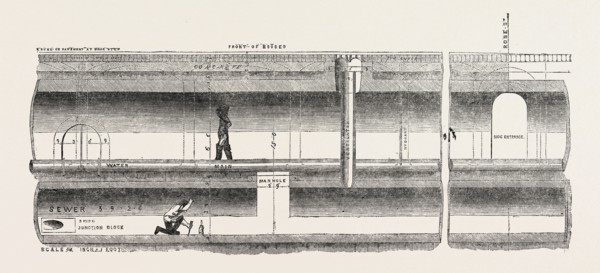 NEW SUBWAY, KING STREET, COVENT GARDEN, LONDON: LONGITUDINAL SECTION OF THE SUBWAY, UK