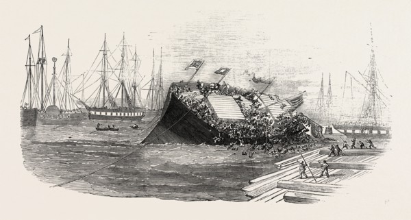 CATASTROPHE AT A SHIP-LAUNCH, AT HULL, 1854