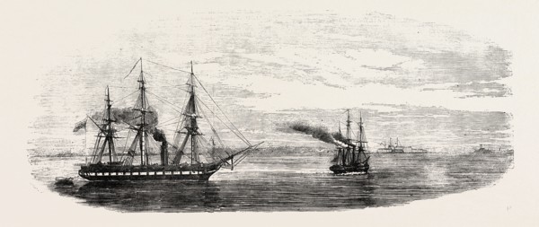 STEAMSHIPS RECONNOITRING AT SVEABORG, IN THE GULF OF FINLAND, 1854
