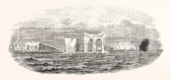 PASSAGE OF THE SHIP MEDWAY THROUGH ICEBERGS, ON HER HOMEWARD VOYAGE FROM MELBOURNE, 1854