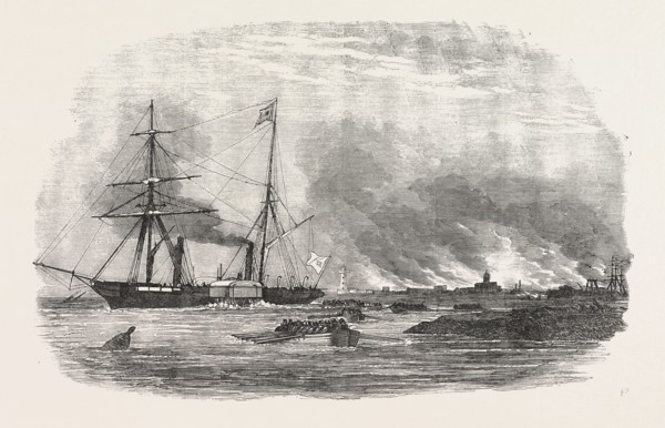 DESTRUCTION OF SULINEH, AT THE MOUTH OF THE DANUBE, 1854