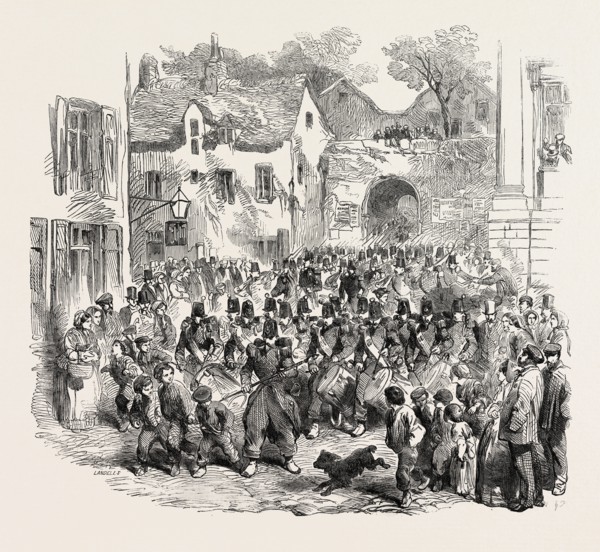 THE 5TH (FRENCH) REGIMENT OF THE LINE PASSING THROUGH THE PORTE DES DUNES, ON THEIR WAY TO THE CAMP