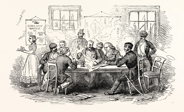DISCUSSING THE WAR, IN A COFFEE-HOUSE, AT COPENHAGEN, 1854