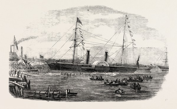 LAUNCH OF THE AUSTRALIAN STEAMSHIP PACIFIC, AT MILLWALL, 1854