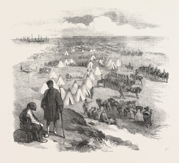 THE CRIMEAN WAR: THE BATTLE ON THE ALMA: ENGLISH ENCAMPMENT ON THE COAST NEAR TOULA, IN THE CRIMEA,