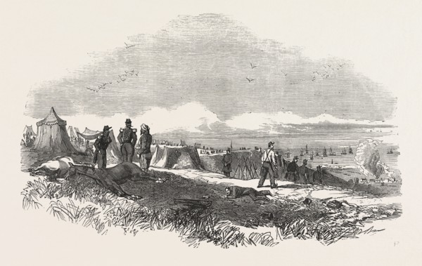 THE CRIMEAN WAR: SCENE IN THE FRENCH CAMP, SKETCHED ON THE DAY AFTER THE BATTLE OF THE ALMA, 1854