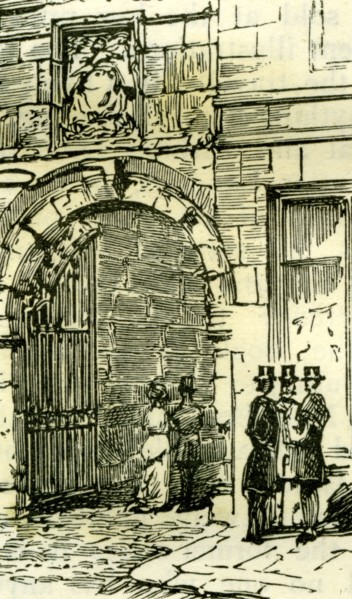 Aberdeen, Old gateway to Marischal College, 1885, UK